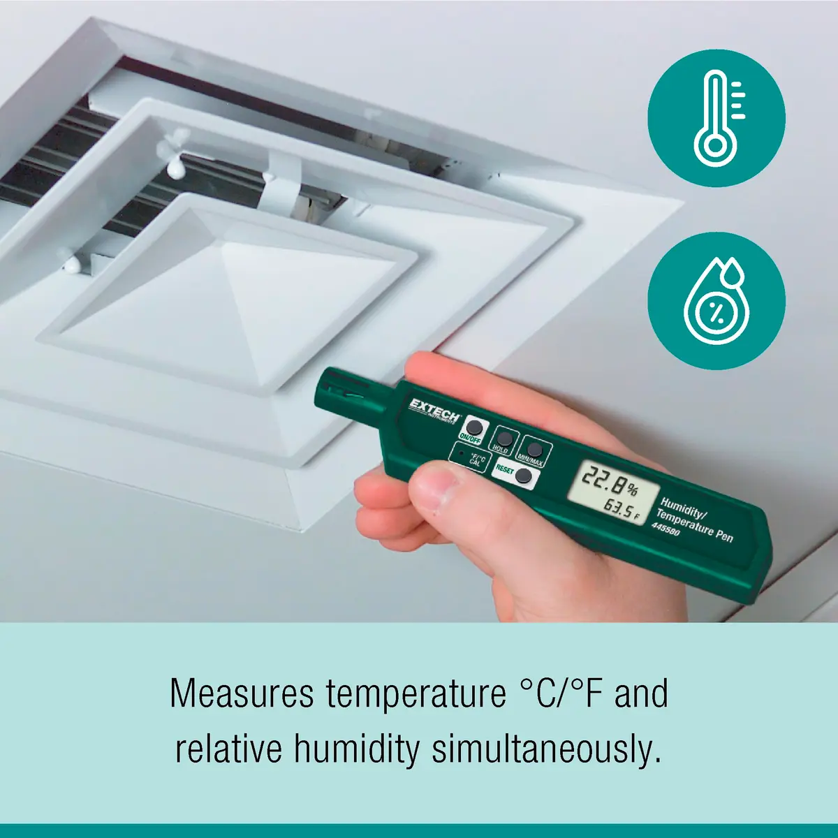 Extech Humidity and Temperature Pen, Compact Dual LCD, Fast Sensor - view 4