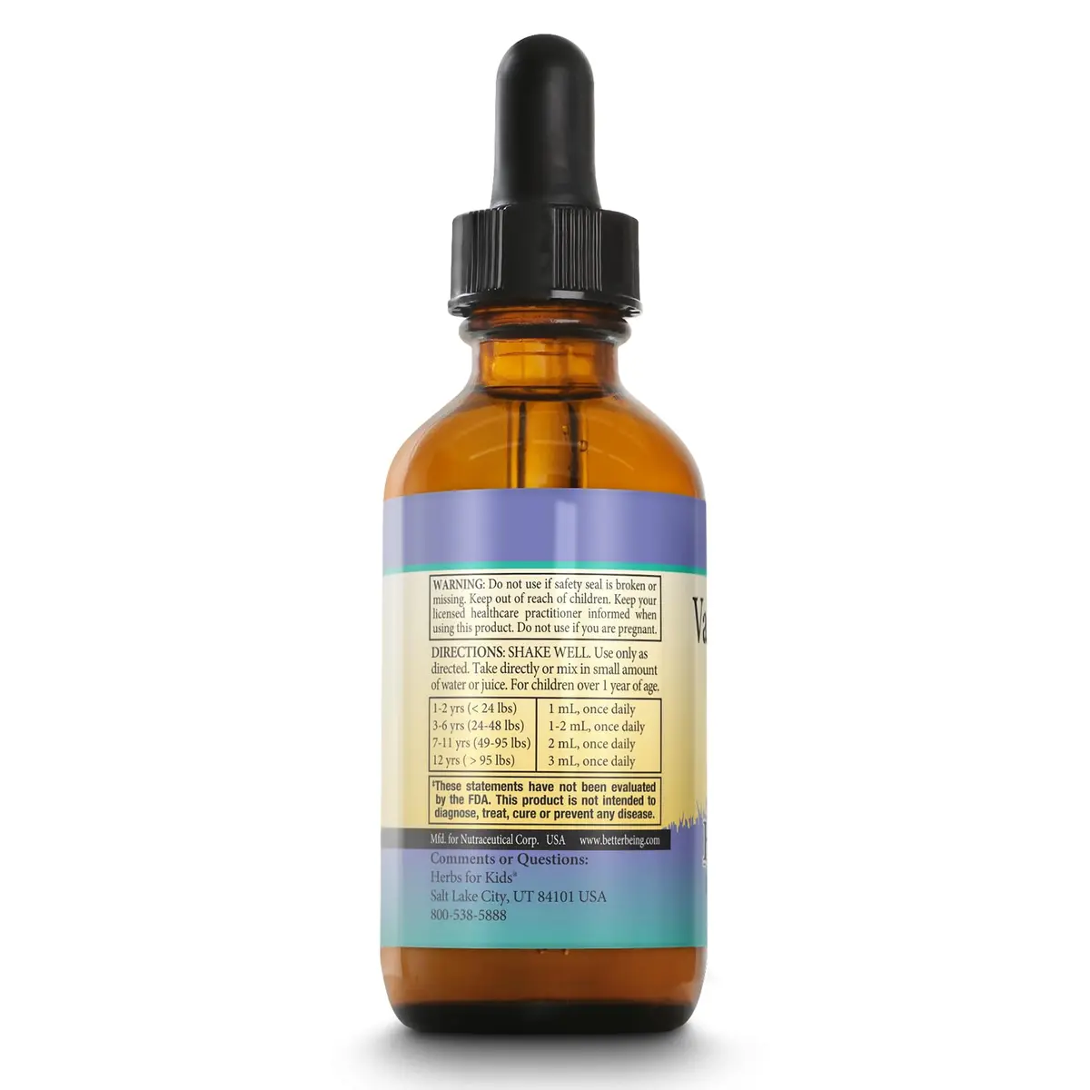 Herbs for Kids Valerian Super Calm Nerve Support Drops, 59ml | Soothing herbal blend for children’s bedtime and calmness - view 3