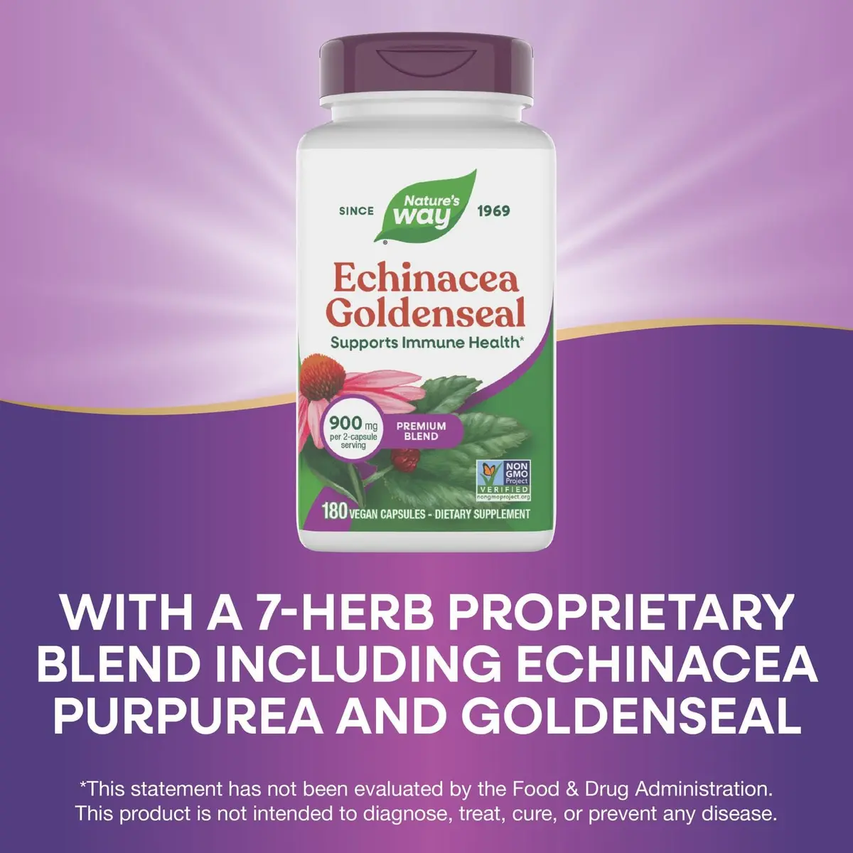 Natures Way Echinacea Goldenseal, 900 mg, 180 Veg Capsules | Supports Immune Health* - view 4