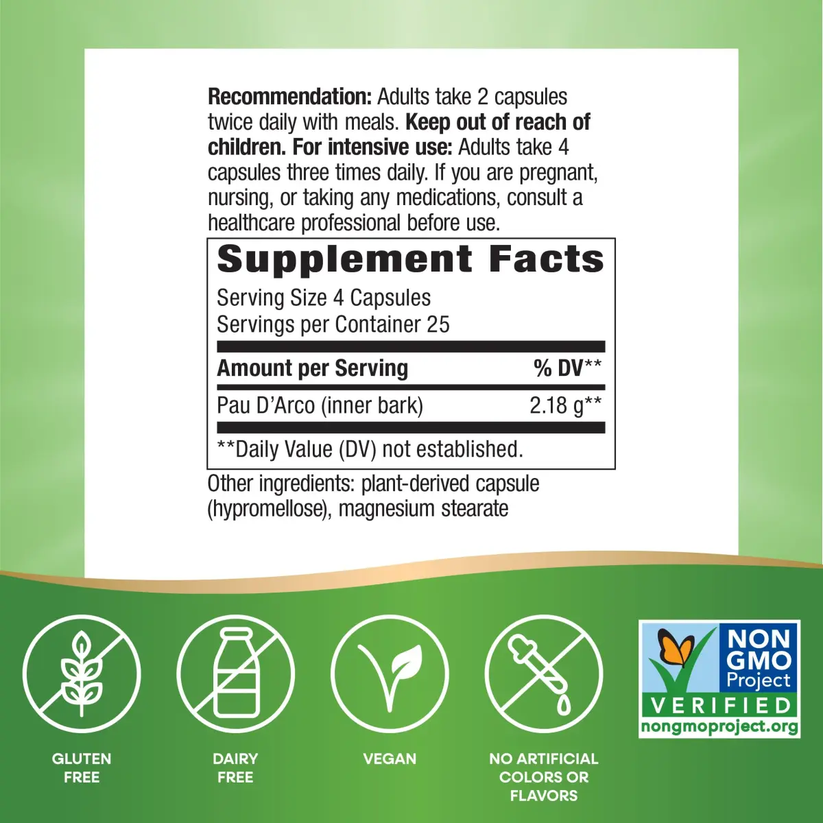 Nature's Way Pau d'Arco Inner Bark Herbal Supplement 100 Count | Traditional South American Herb, Vegan, Gluten-Free - view 5
