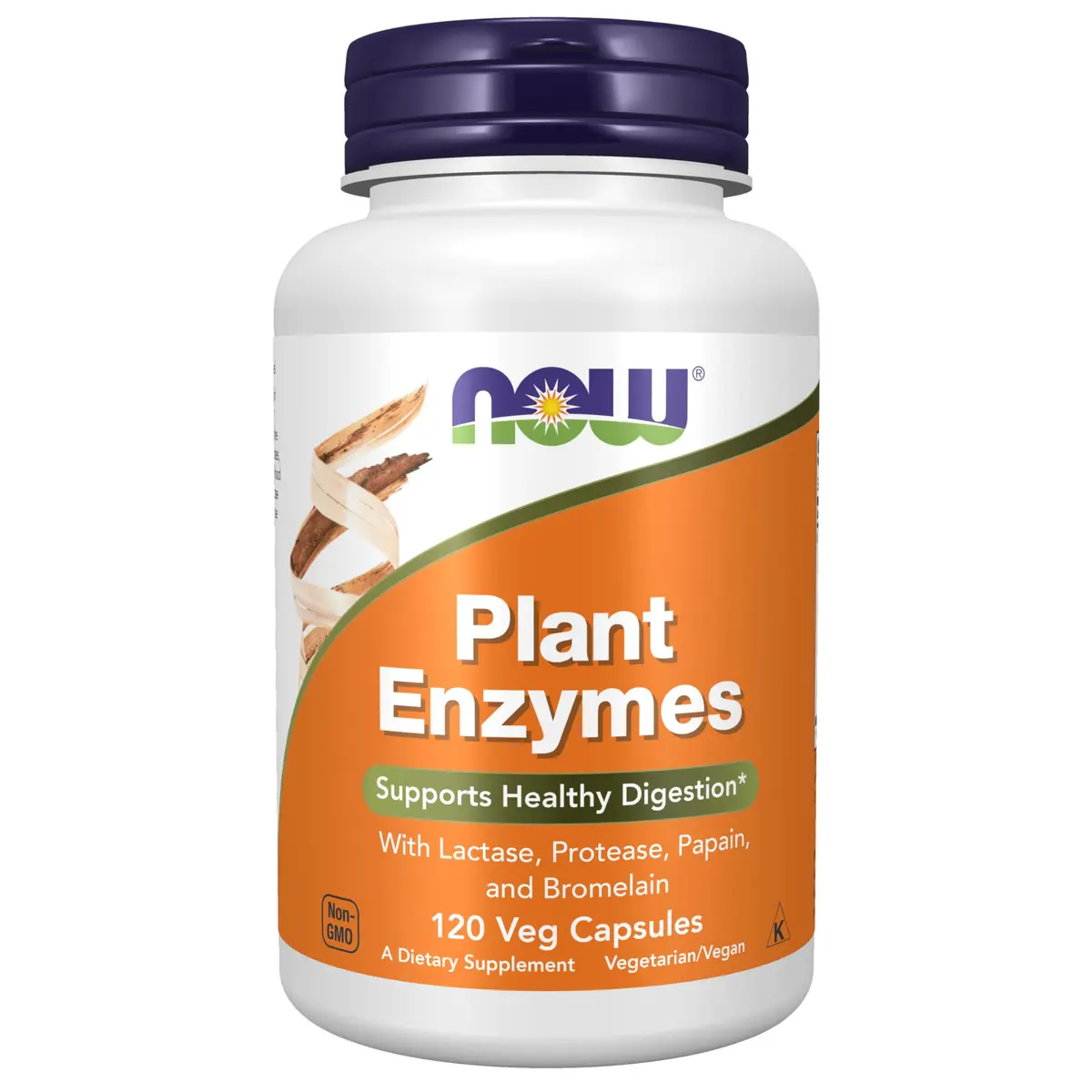 NOW Plant Enzymes Lactase Protease Bromelain 120 Veg Caps | Supports Digestion - main product image
