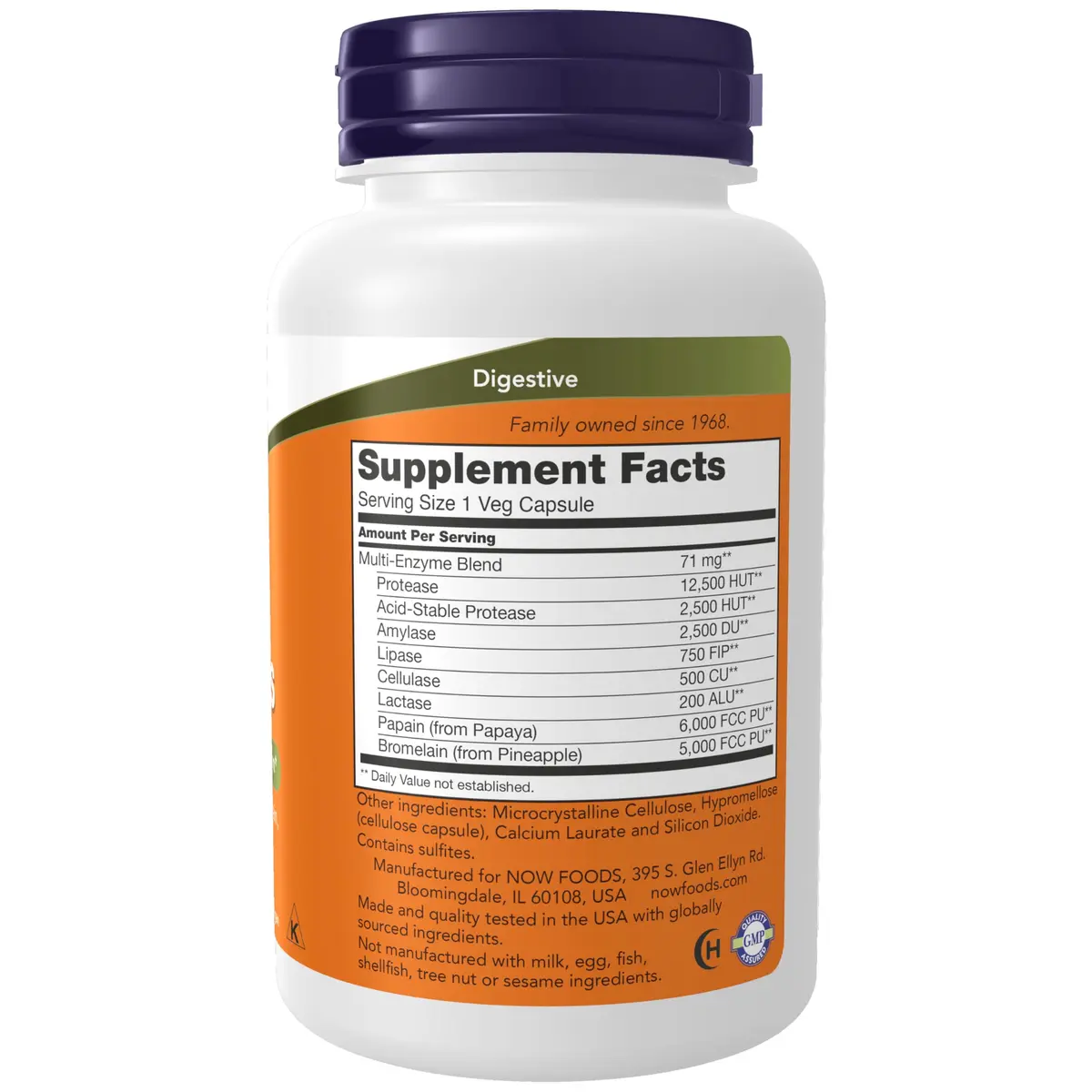 NOW Plant Enzymes Lactase Protease Bromelain 120 Veg Caps | Supports Digestion - view 2