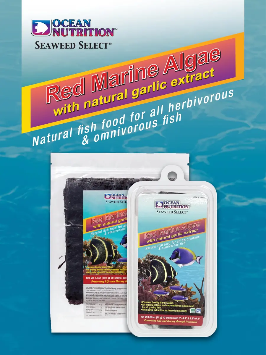 Ocean Nutrition Seaweed Sheets Red Marine Algae 0.4 oz | Natural fish food & color enhancer for marine & freshwater fish - view 3
