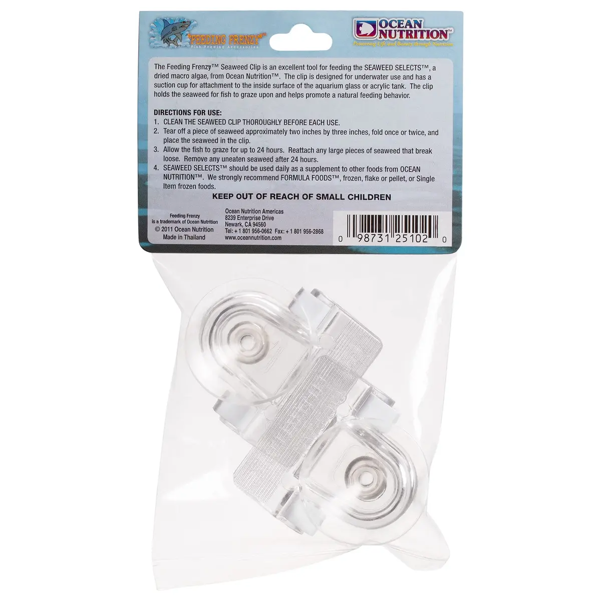 Ocean Nutrition Fish Feeder Seaweed Clips 2-Pack | Aquarium Suction Cups for Saltwater Fish - view 2