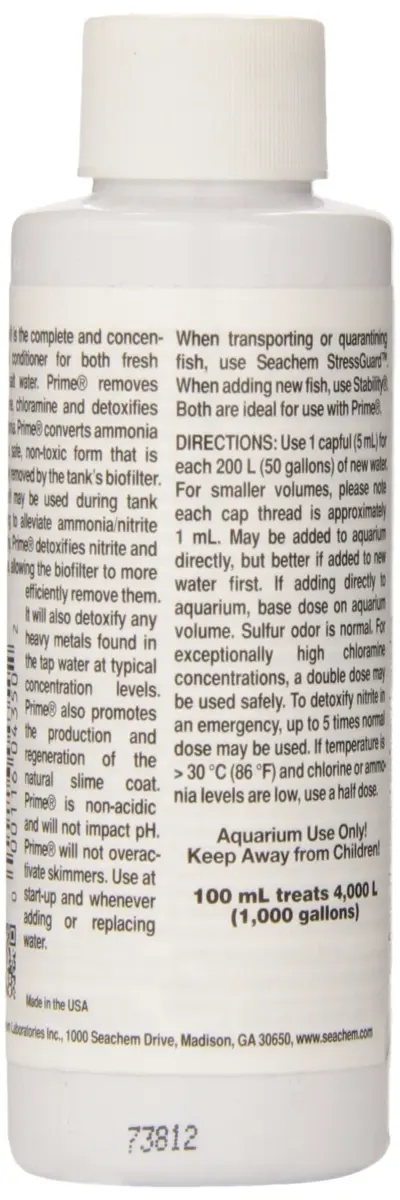 Seachem Prime Fresh and Saltwater Conditioner 100 ml (3.38 Fl Oz) | Removes Chlorine & Chloramine Instantly - view 2