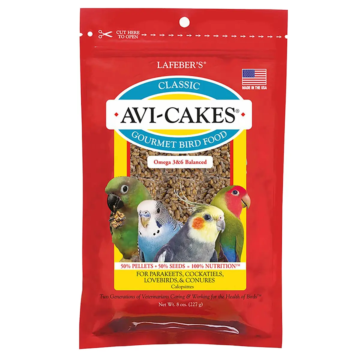 LAFEBER'S Classic Avi-Cakes for Cockatiels & Parakeets 227 g (8 oz) | Nutritionally Complete Foraging Food - main product image