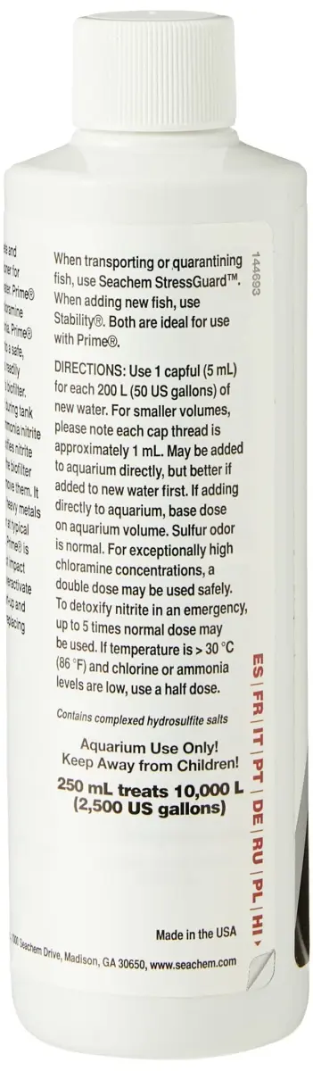 Seachem Prime Water Conditioner 250ml (8.5 fl oz) | Removes Chlorine & Chloramine - view 3