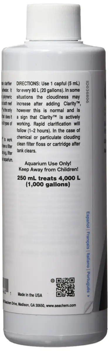 Seachem Clarity Water Clarifier 250ml (8.45 Fl Oz) | Clears All Clouding for Marine & Freshwater Tanks - view 3