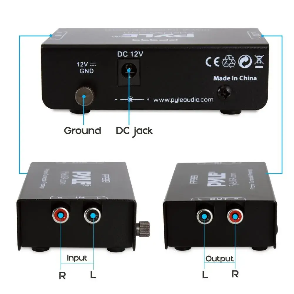 Pyle PP999 Mini Turntable Phono Preamplifier 10.2cm x 5.4cm x 2.6cm (4" x 2.1" x 1") | Converts Phono to Line Level - view 2
