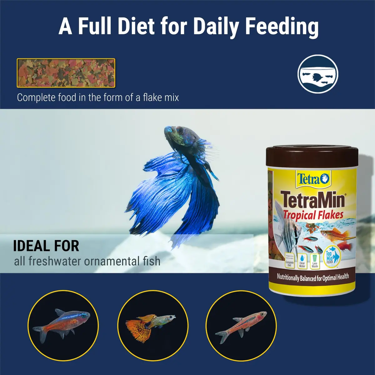TetraMin Tropical Flakes Fish Food 100g (3.53 oz) | Complete Diet for Top & Mid Feeders - view 4