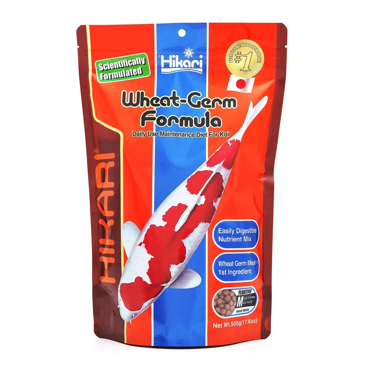 Hikari Wheat Germ Floating Pellets for Koi & Pond Fish, 500g (1.1 lb) | Daily Diet for Cooler Climates - main product image
