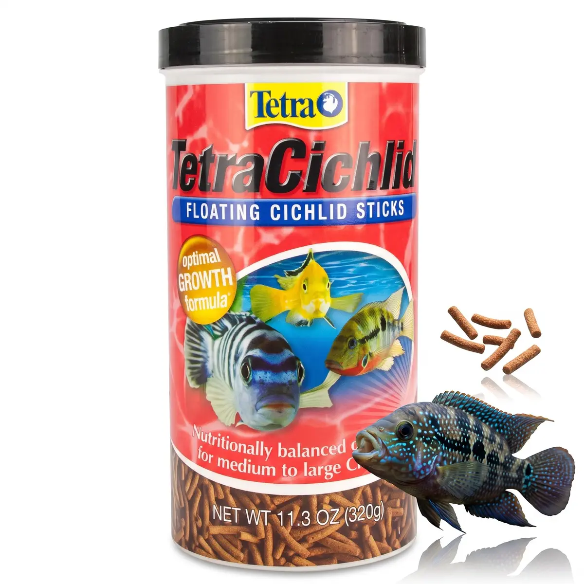 Tetra Cichlid Floating Cichlid Sticks Fish Food, 11.3 oz | Balanced Nutrition for Large Aquarium Fish - main product image