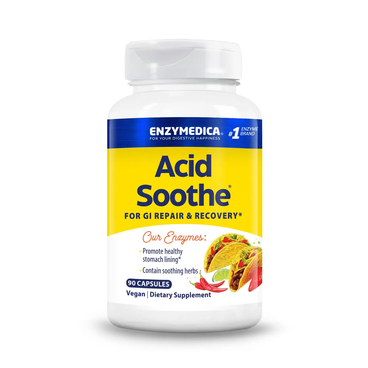 Enzymedica Acid Soothe Supplement for Women & Men - 90 Capsules | Digestive Support with Zinc Carnosine - main product image