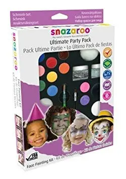 Snazaroo Face Paint Kit Ultimate Party Pack 12-Color Palette with Brush Sponge Bio-Glitter & Guide - Non-Toxic Water-Based Easy Application - view 2