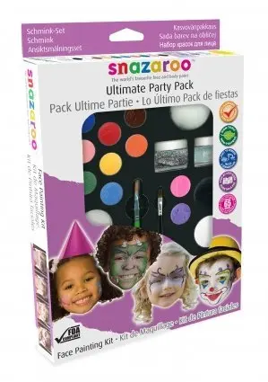 Snazaroo Face Paint Kit Ultimate Party Pack 12-Color Palette with Brush Sponge Bio-Glitter & Guide - Non-Toxic Water-Based Easy Application - view 4