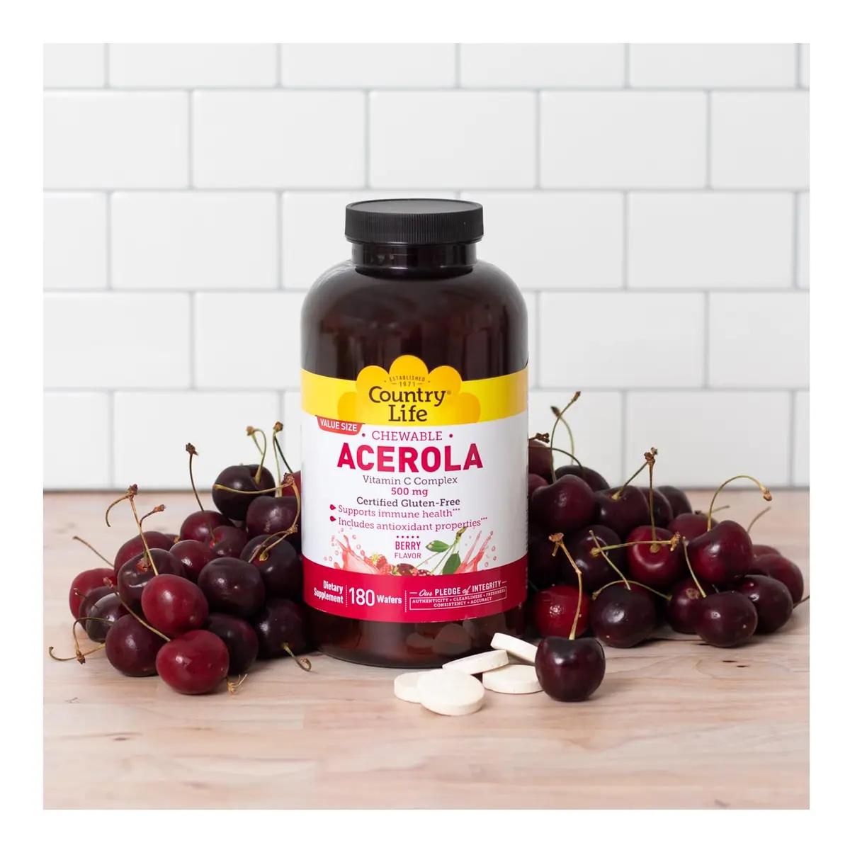 Country Life Acerola Vitamin C Complex 500 mg Chewable Wafers | Supports Immune & Antioxidant Health - view 7