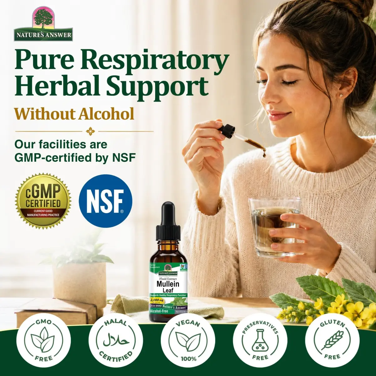 Nature's Answer Mullein Leaf Herbal Supplement 1 fl oz (29.57 ml) | Supports Respiratory Health - view 4