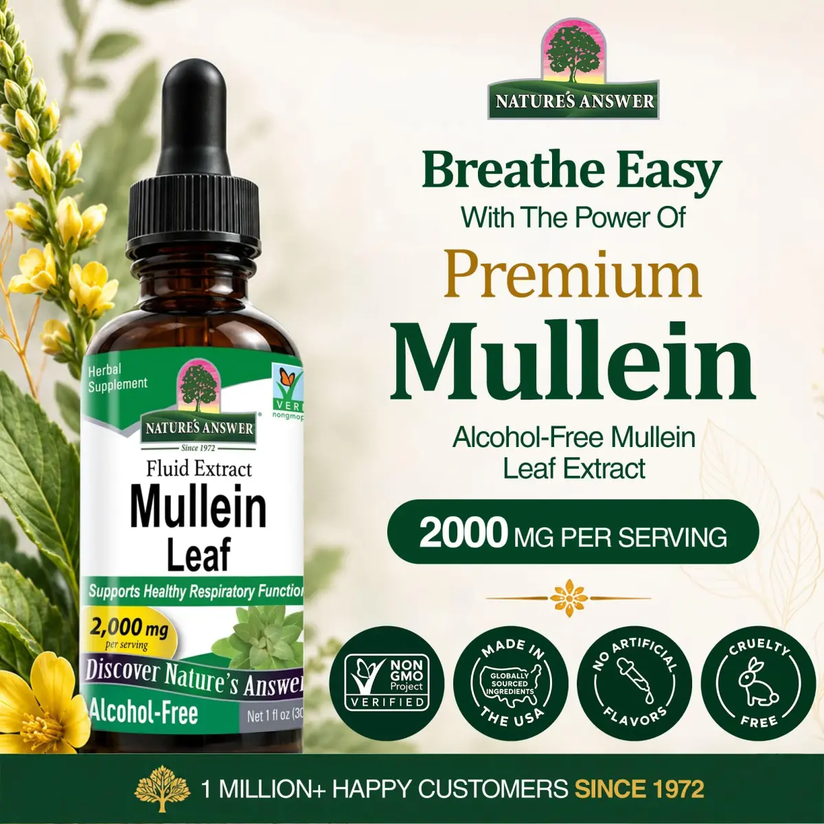 Nature's Answer Mullein Leaf Herbal Supplement 1 fl oz (29.57 ml) | Supports Respiratory Health - view 2