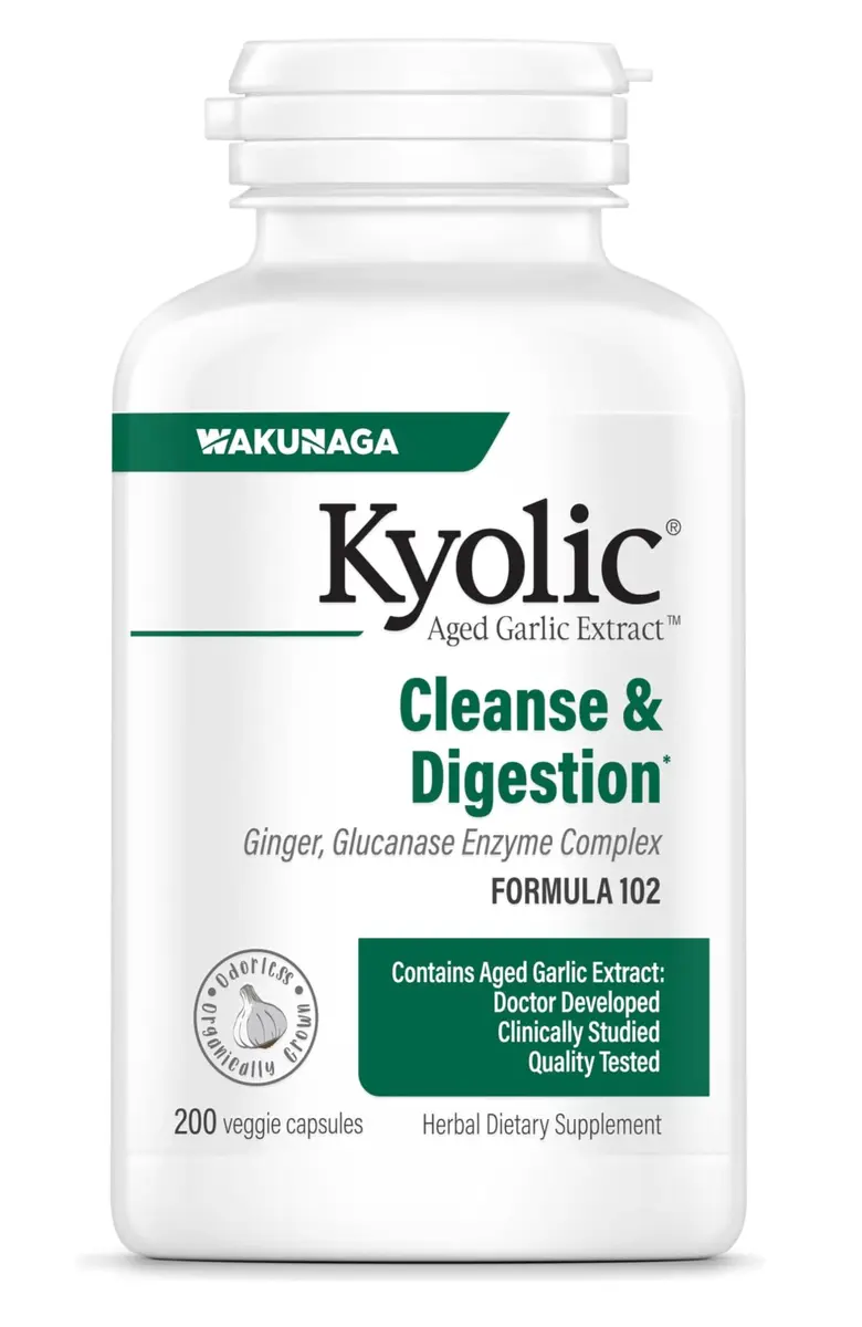 Kyolic Aged Garlic Extract Cleanse & Digestion Formula 102, 200 Capsules | Supports GI Cleansing & Healthy Intestinal Function - main product image