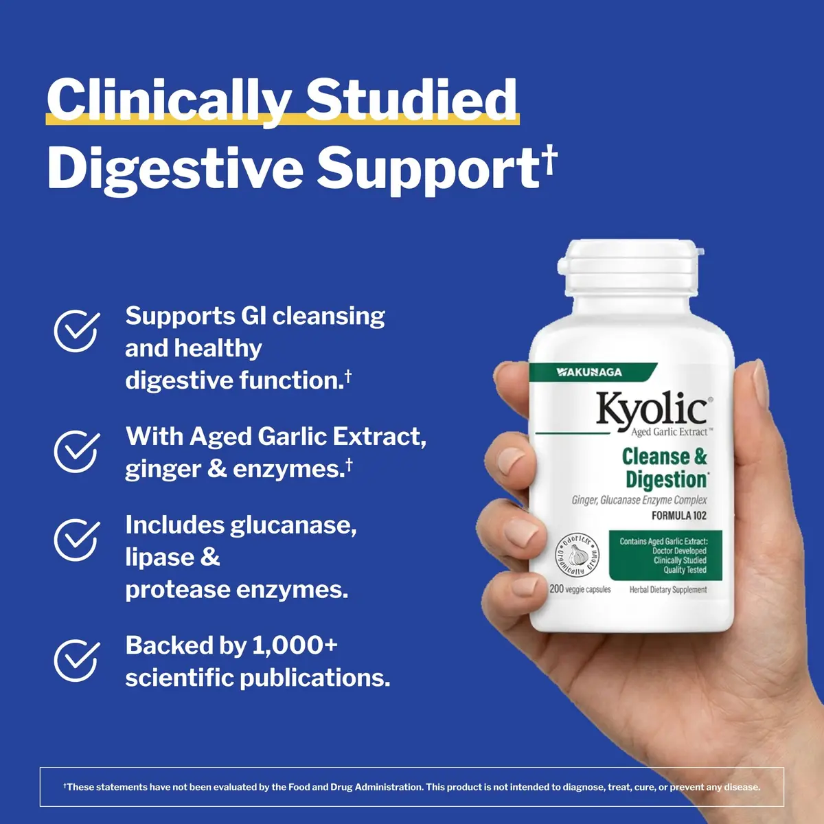 Kyolic Aged Garlic Extract Cleanse & Digestion Formula 102, 200 Capsules | Supports GI Cleansing & Healthy Intestinal Function - view 2