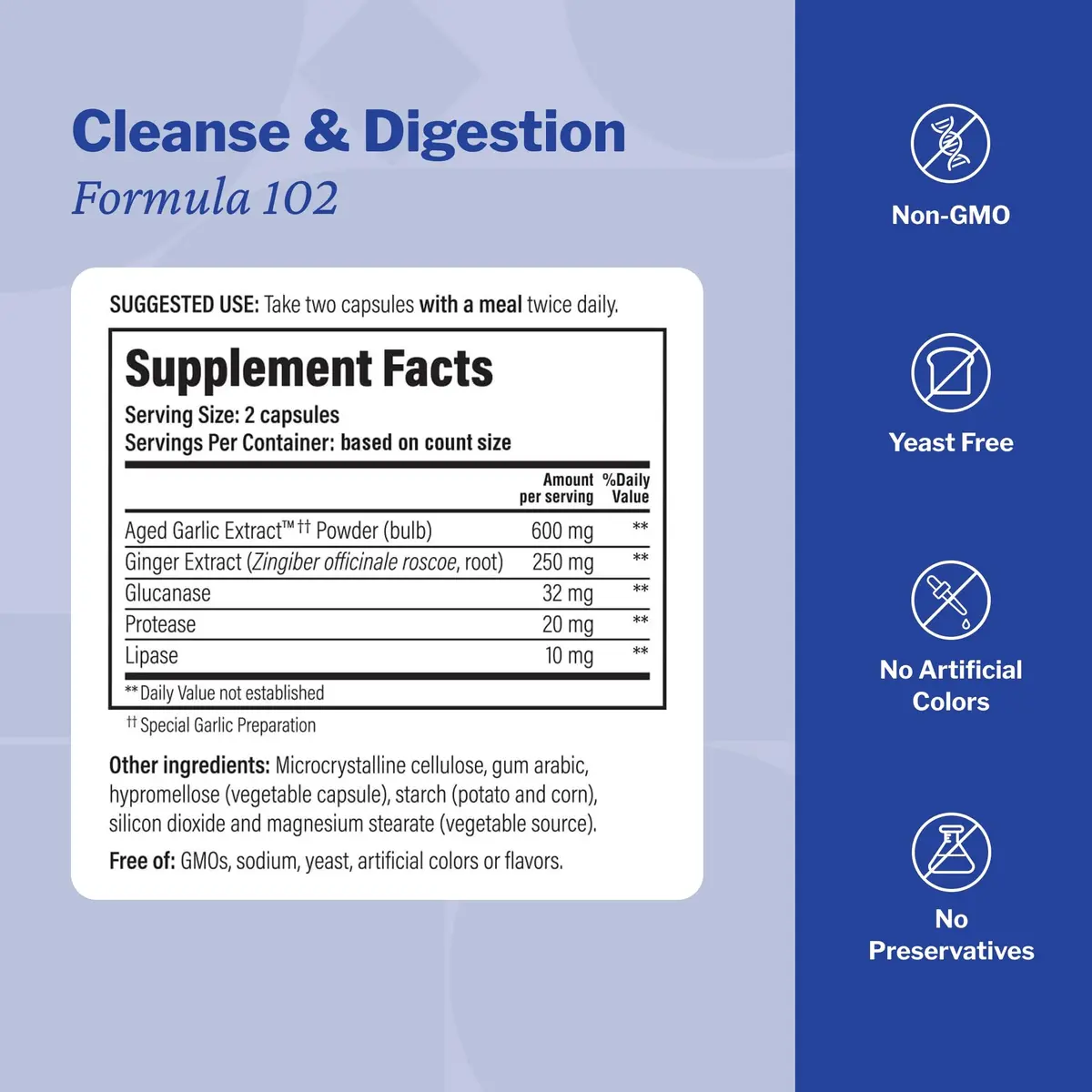 Kyolic Aged Garlic Extract Cleanse & Digestion Formula 102, 200 Capsules | Supports GI Cleansing & Healthy Intestinal Function - view 3
