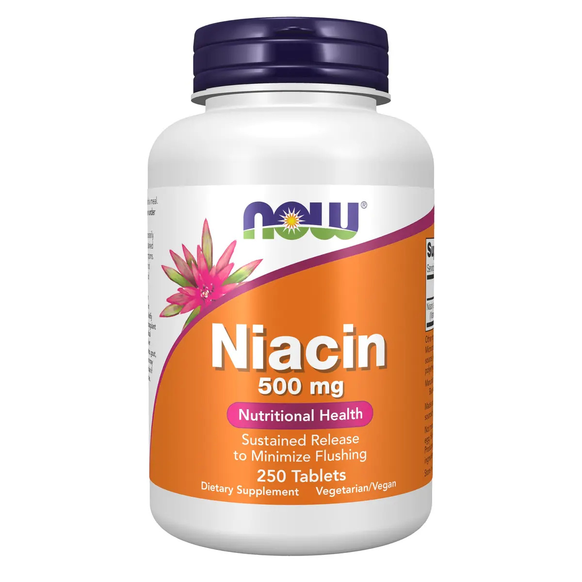 NOW Supplements, Niacin (Vitamin B-3) 500 mg, Sustained Release, 250 Tabs | Supports Heart & Skin Health - main product image