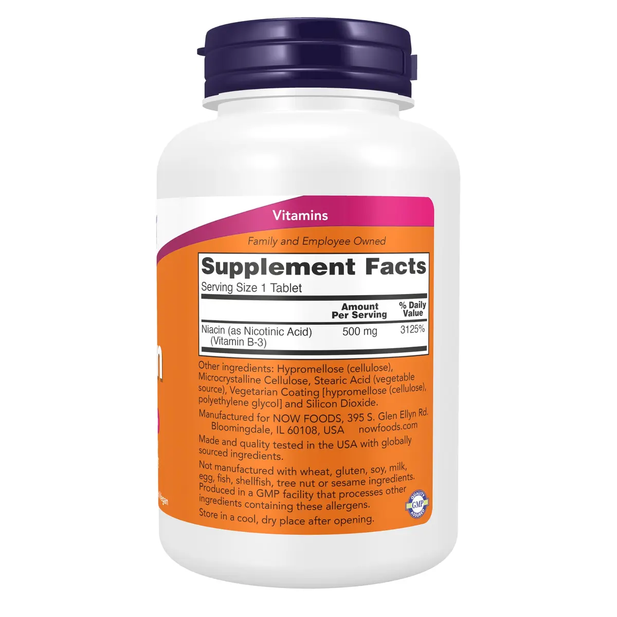 NOW Supplements, Niacin (Vitamin B-3) 500 mg, Sustained Release, 250 Tabs | Supports Heart & Skin Health - view 2
