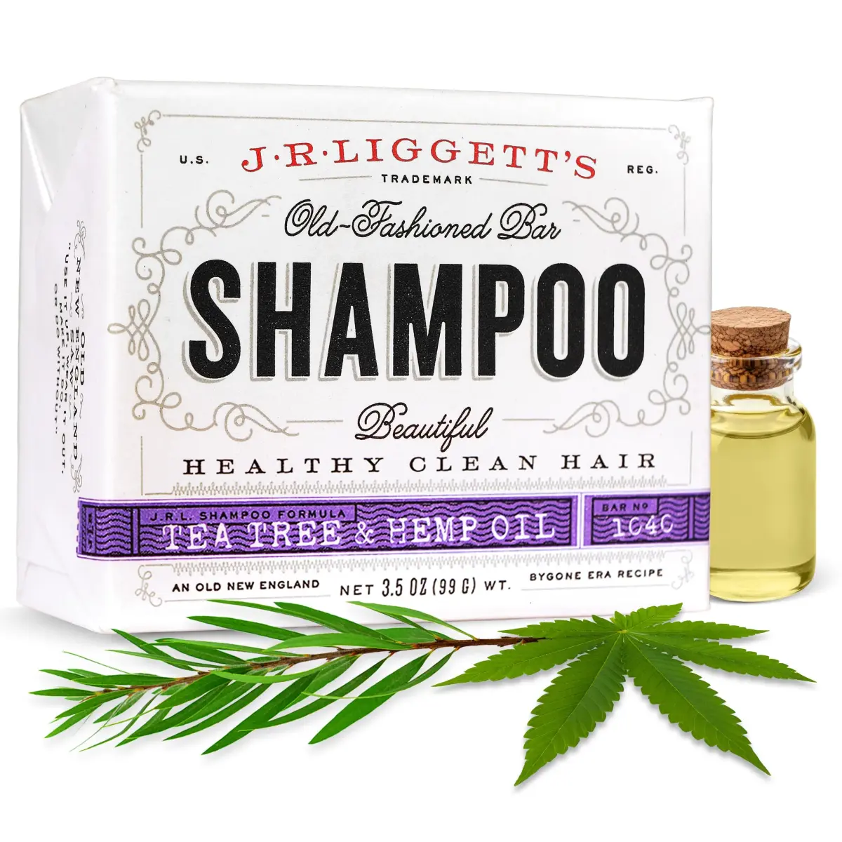 J·R·LIGGETT'S All-Natural Shampoo Bar Tea Tree & Hemp Oil 99g (3.5 oz) | Supports Strong & Healthy Hair - main product image
