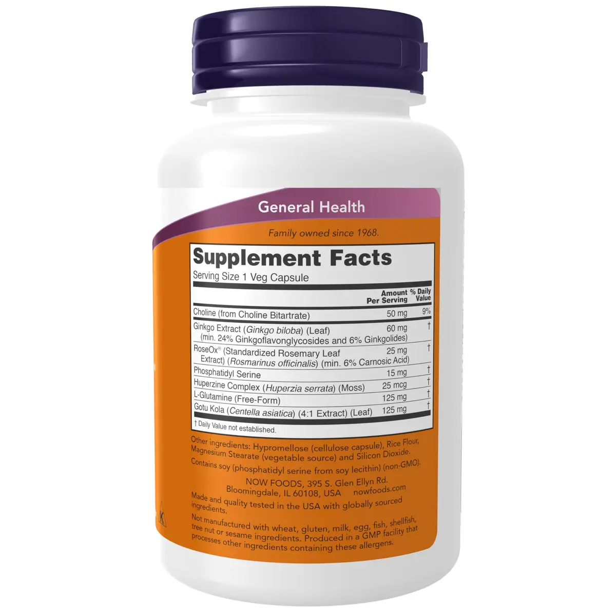 NOW Brain Elevate™ Ginkgo Biloba & RoseOx® 120 Veg Caps | Supports Healthy Cerebral Functions - view 2
