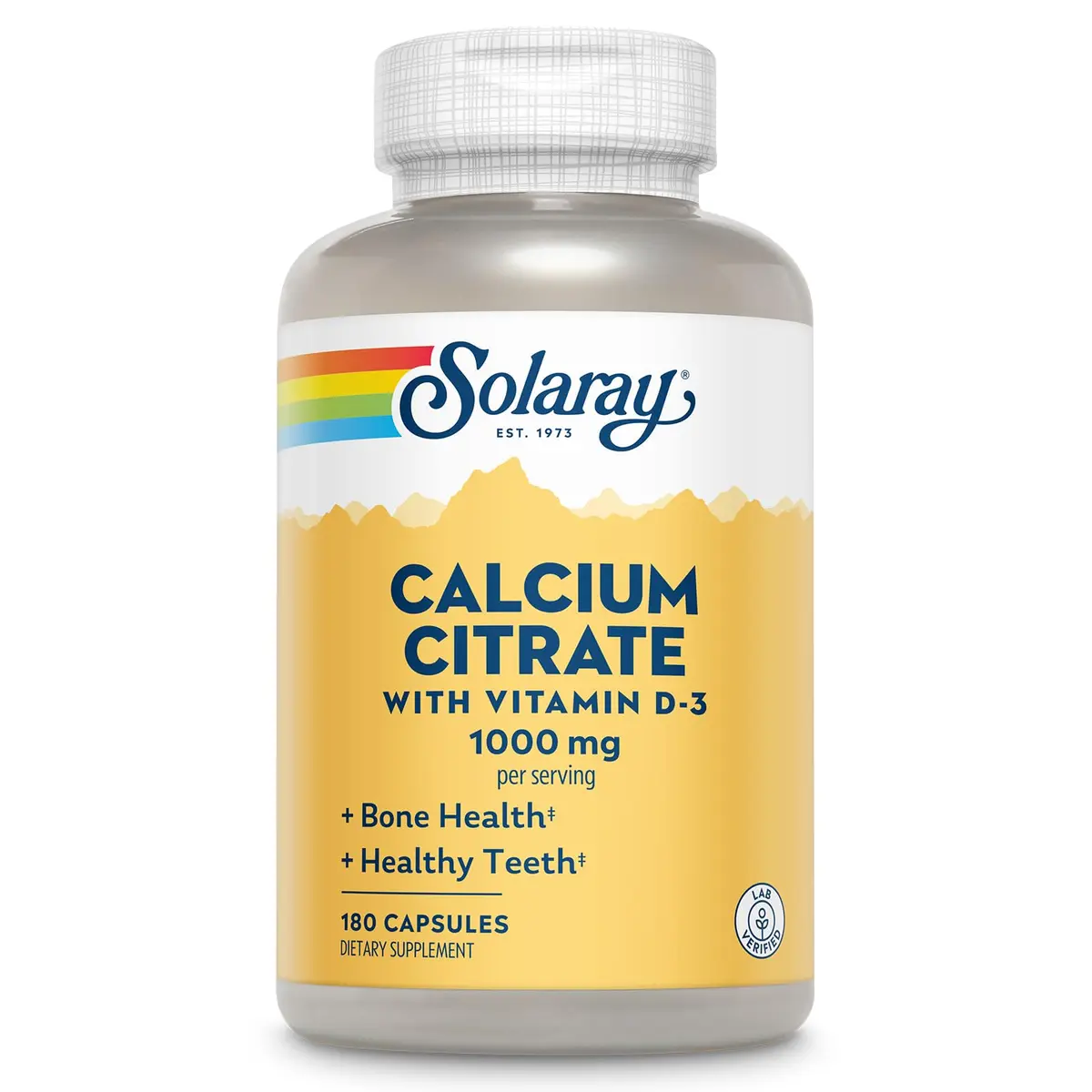 SOLARAY Calcium Citrate with Vitamin D3 1000 mg | Supports Bones & Teeth, Cardiovascular & Nerve Health - main product image