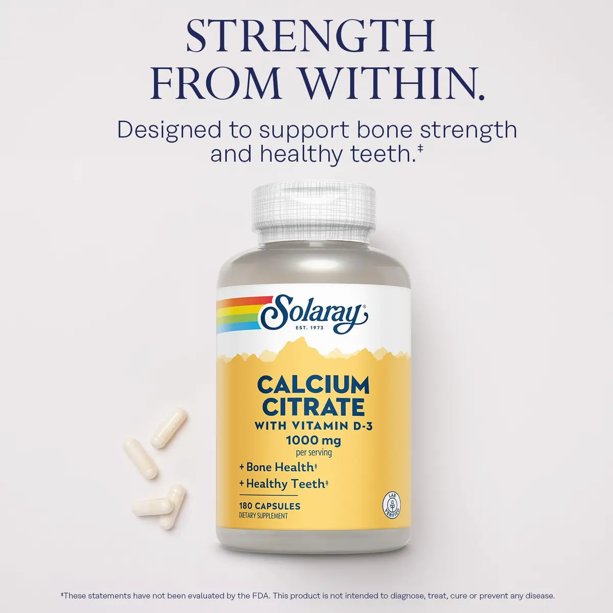 SOLARAY Calcium Citrate with Vitamin D3 1000 mg | Supports Bones & Teeth, Cardiovascular & Nerve Health - view 3