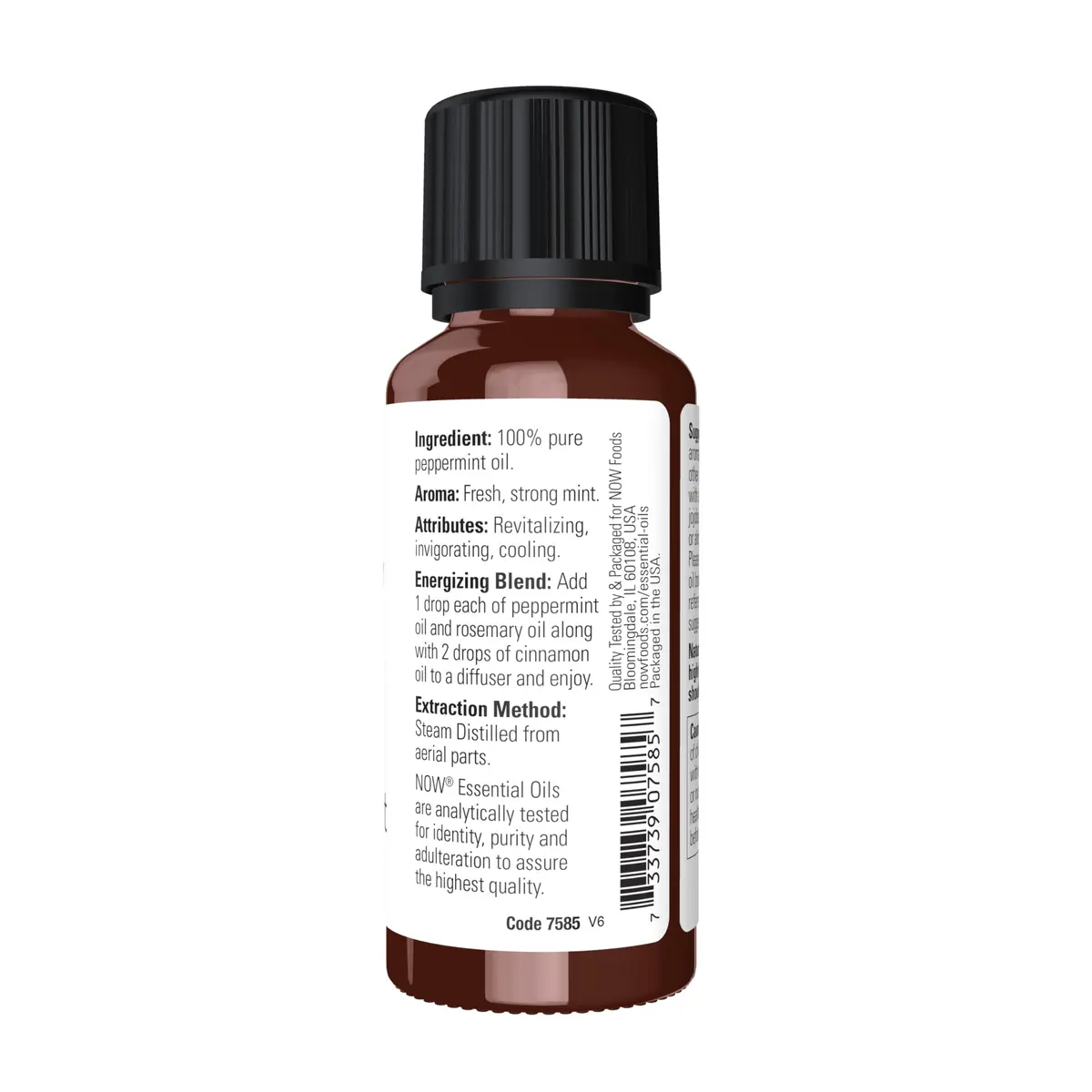 NOW Peppermint Essential Oil 30ml (1 fl Oz) | Steam Distilled, Undiluted, Revitalizing - view 2