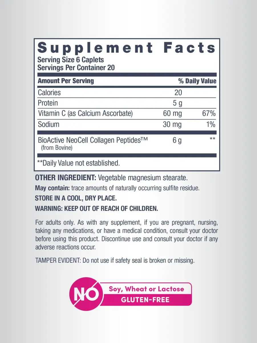 NeoCell Super Collagen with Vitamin C Tablets 120 Count (Pack of 1) | Grass Fed Collagen Peptides for Hair, Skin, Nails & Joints - view 4