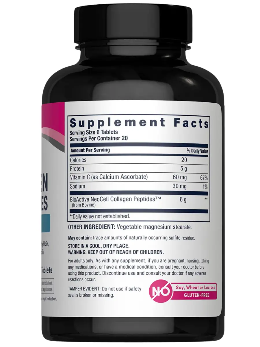 NeoCell Super Collagen with Vitamin C Tablets 120 Count (Pack of 1) | Grass Fed Collagen Peptides for Hair, Skin, Nails & Joints - view 2