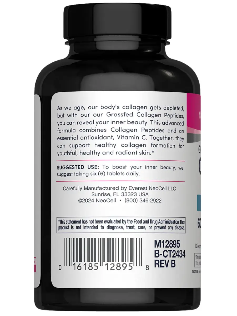 NeoCell Super Collagen with Vitamin C Tablets 120 Count (Pack of 1) | Grass Fed Collagen Peptides for Hair, Skin, Nails & Joints - view 3