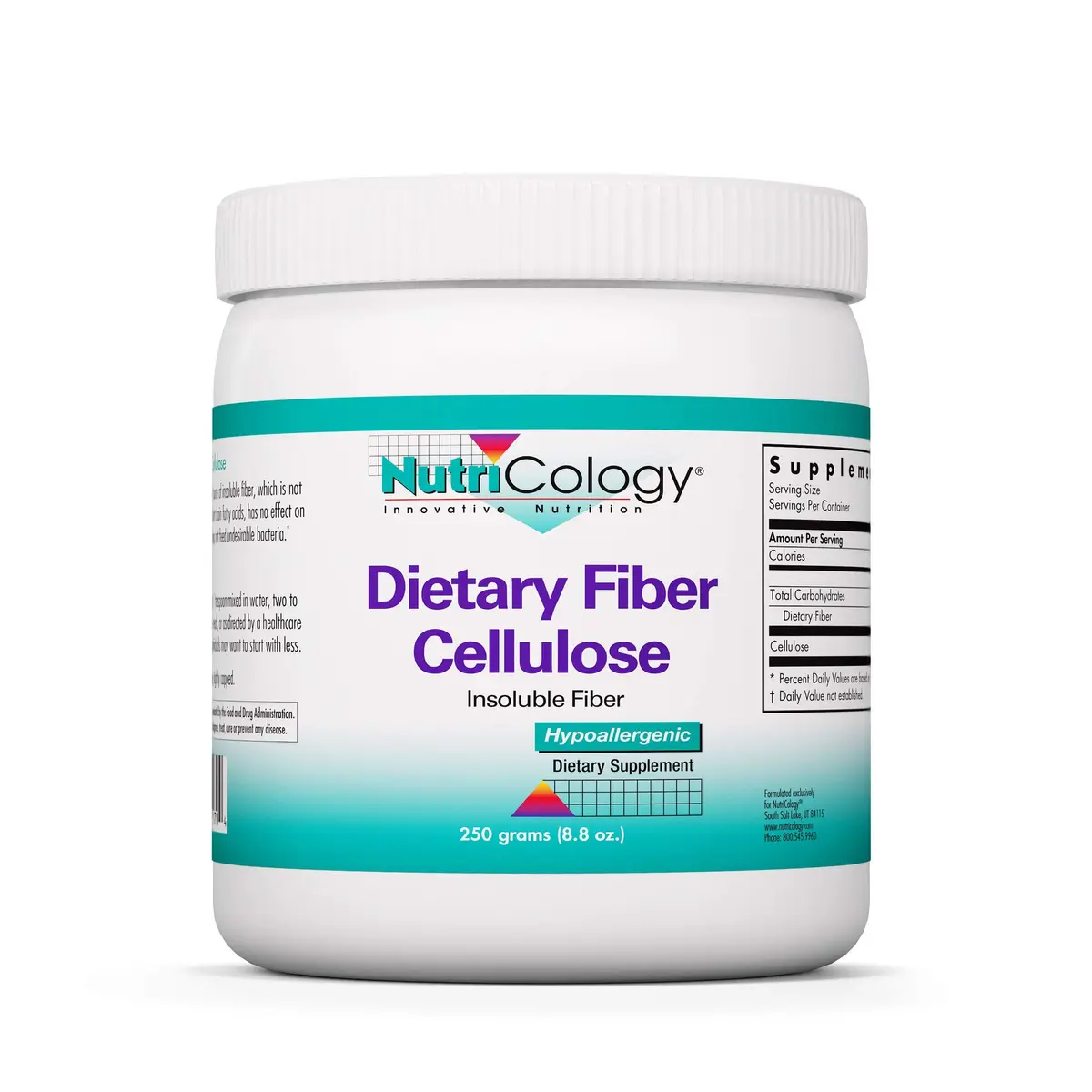 Allergy Research Group Dietary Fiber Cellulose Powder 250 g | Insoluble, Non-Fermentable for Digestion Support - main product image