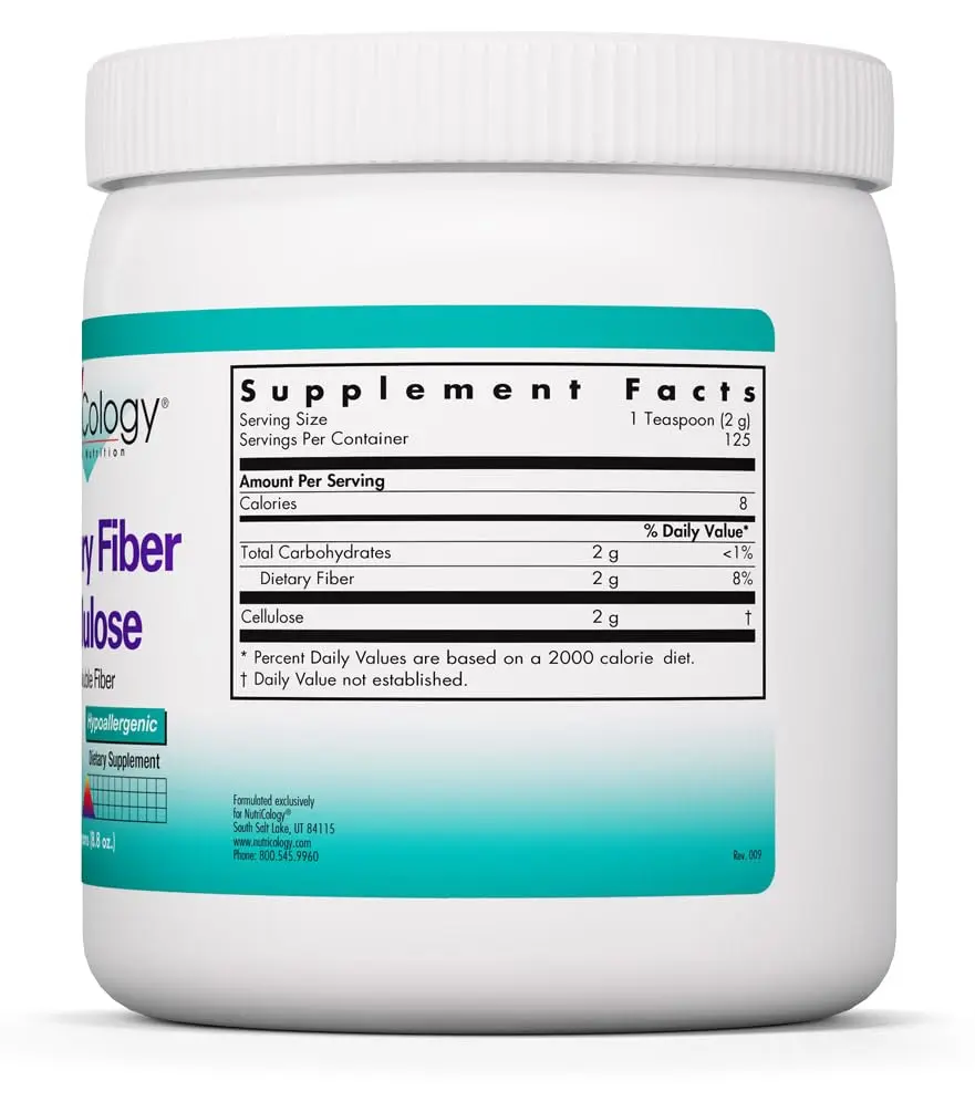 Allergy Research Group Dietary Fiber Cellulose Powder 250 g | Insoluble, Non-Fermentable for Digestion Support - view 4
