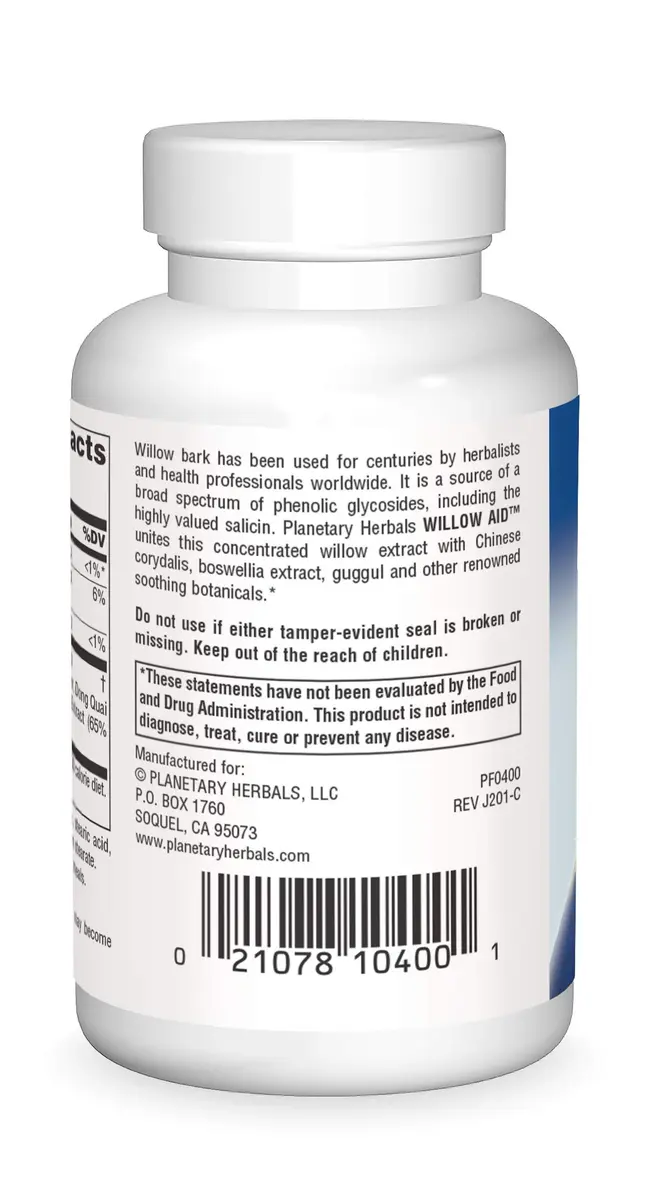 Planetary Herbals Willow Aid Tablets, 60 Count | Concentrated Willow Extract & Botanicals for Natural Pain Relief - view 2