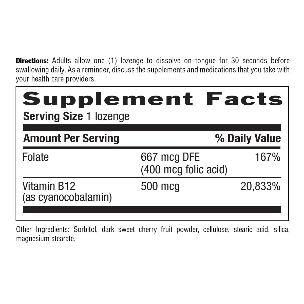 Country Life Vitamin B12 with Folate 500mcg | Supports Energy & Red Blood Cell Production (100 Lozenges) - view 4