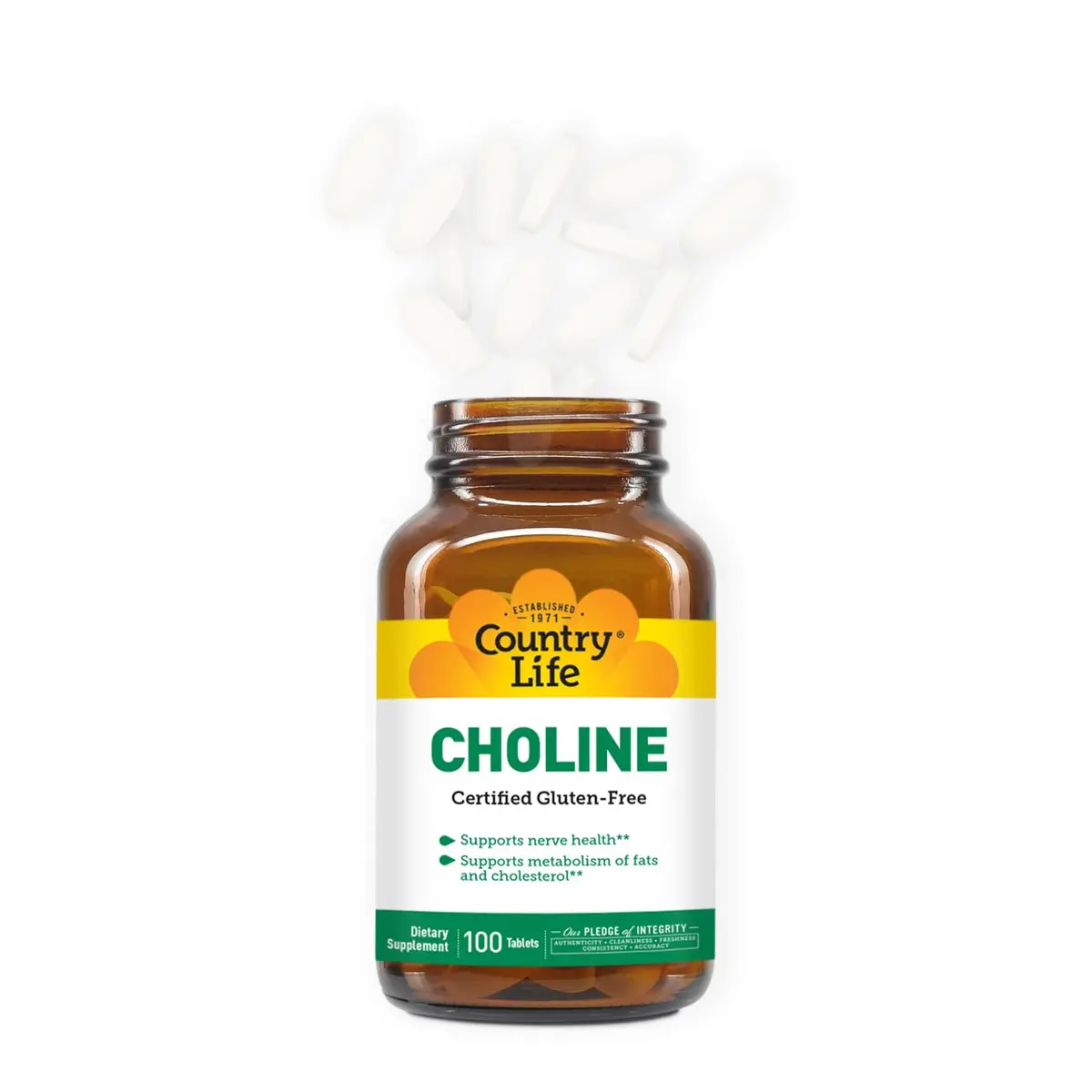 Country Life Choline 266mg Vegan Gluten Free Halal Tablets 100 Count | Supports Nerve Health & Metabolism - view 6