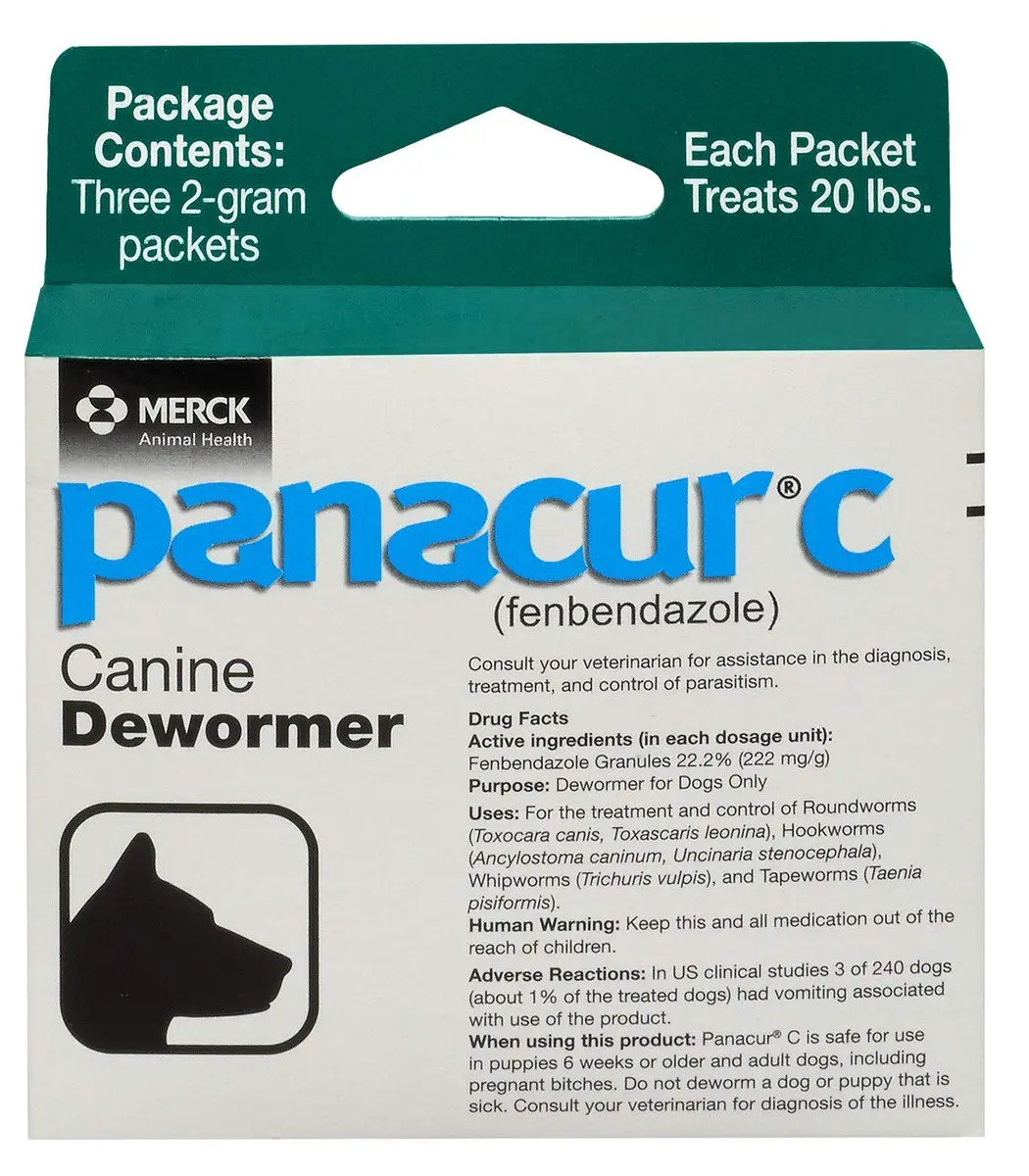 Panacur Canine Dewormer 2g | Treats Roundworms, Hookworms, Whipworms & Tapeworms in Dogs - main product image