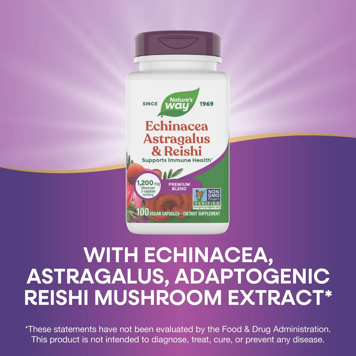 Nature's Way Echinacea, Astragalus & Reishi Immune Blend, 100 Capsules | Supports Immune Health & Wellness - view 4
