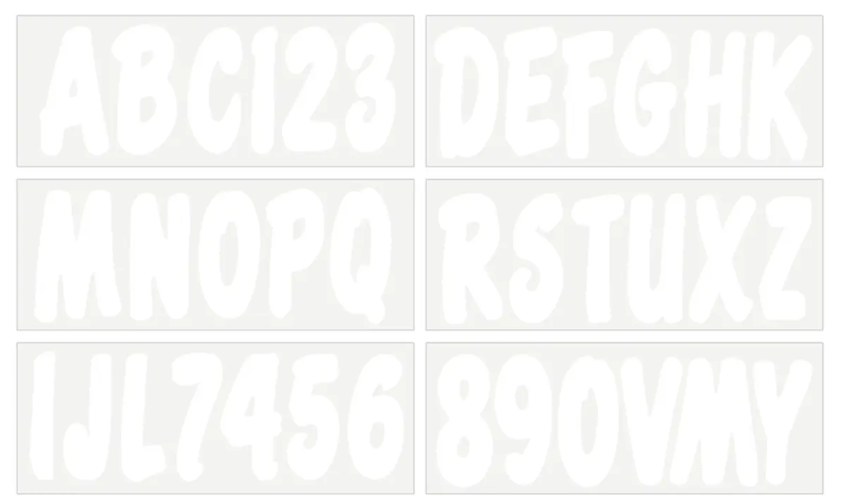 Hardline Products Series 200 Boat Registration Numbers Kit 3 Inch Solid White Marine Vinyl Lettering & Decals | UV & Fuel Resistant - main product image