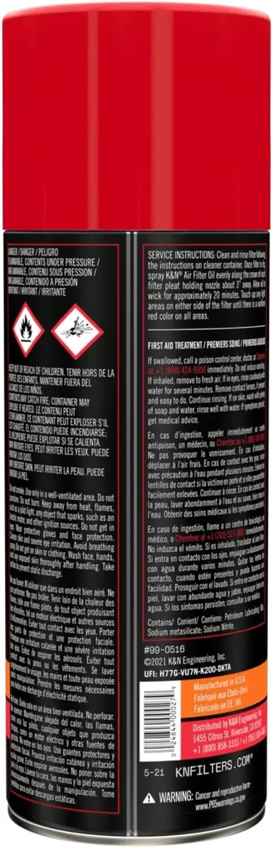 K&N Air Filter Oil Aerosol 347g | Restores Engine Air Filter Performance - view 2