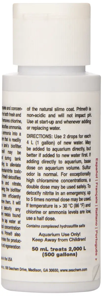 Seachem Prime Freshwater and Saltwater Conditioner 50ml (1.7 Fl Oz) | Removes Chlorine & Detoxifies Ammonia - view 3