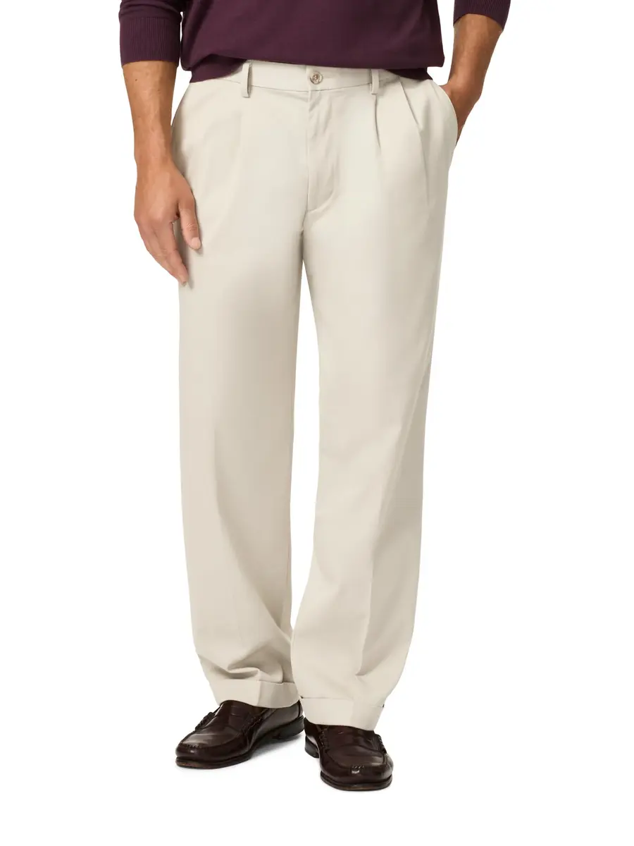Dockers Men's Relaxed Fit Comfort Khaki Pants - Pleated, Porcelain Khaki, 36W x 30L | Wrinkle-Resistant, Stretch Comfort - main product image