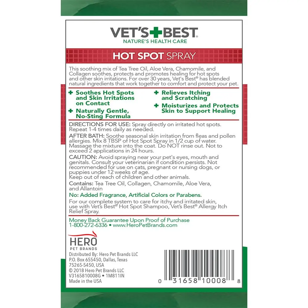Vet's Best Dog Hot Spot Itch Relief Spray, 16 oz | No-Alcohol, Soothes Skin, Fast Relief - view 6