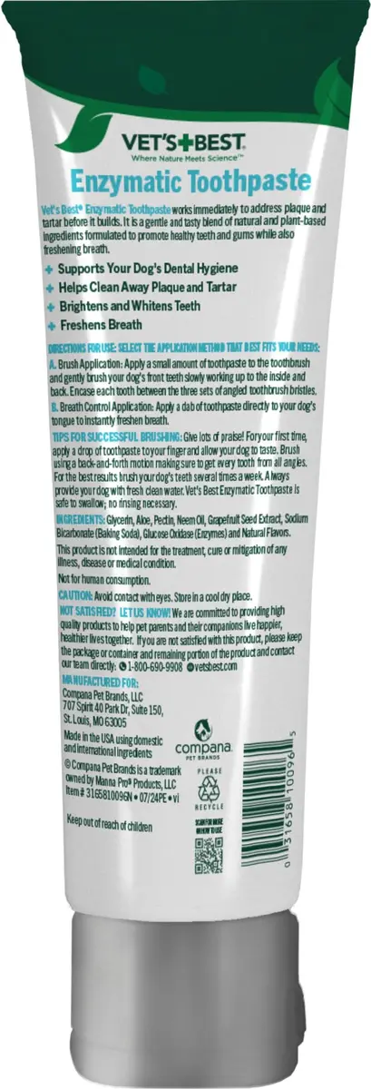 Vet's Best Enzymatic Dog Toothpaste Gel 103ml (3.5 oz) | Vet Formulated for Dogs - view 8