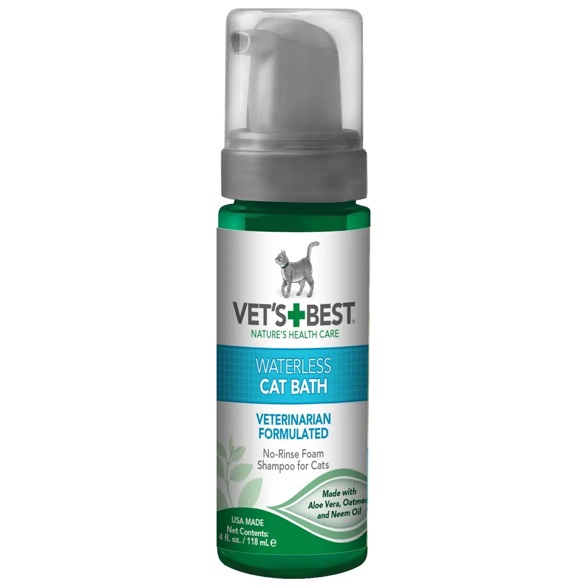 Vet's Best Waterless Cat Bath Dry Shampoo 4 oz | No-Rinse Formula for Sensitive Skin - main product image