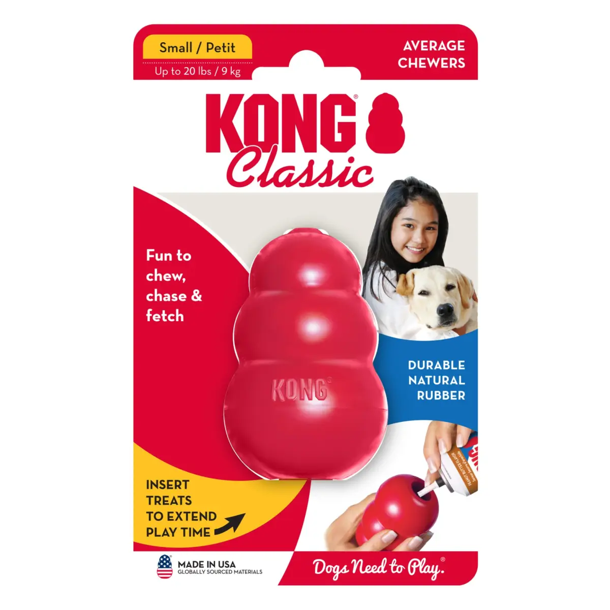 KONG Classic Stuffable Dog Toy, Natural Rubber Chew, Small Dog | Durable Treat-Filling Toy with Erratic Bounce - view 9